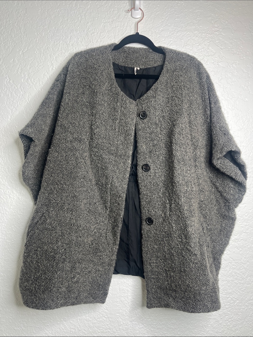 IRO Jerry Oversized Wool Boucle Cape Coat Gray Cocoon